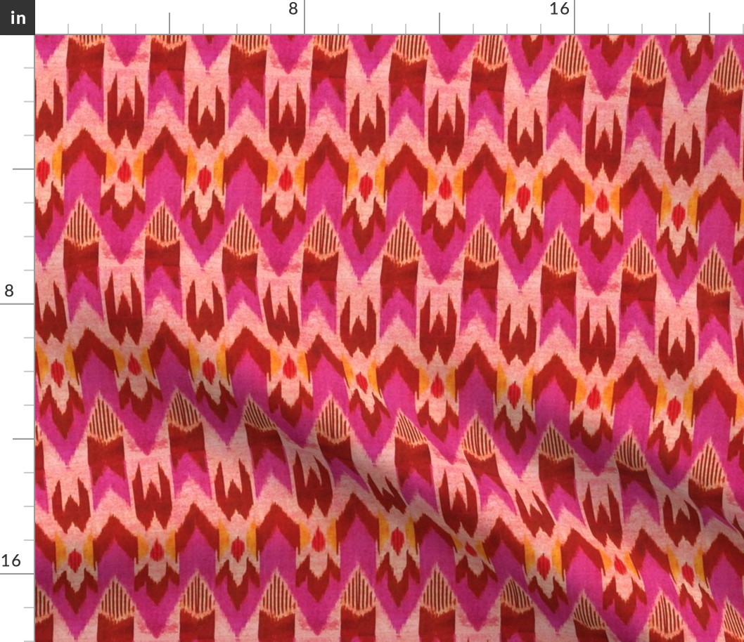 Pink peach brown ikat 