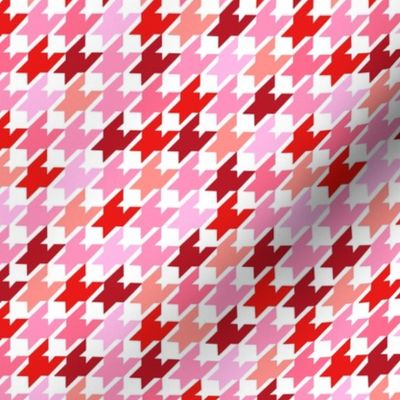 Parisienne houndstooth french classic fashion houndstooth checkered tartan posh texture crimson houndstooth for valentines day pink peach red on white