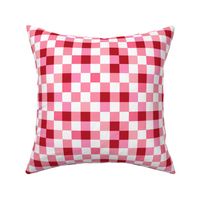 Abstract irregular checkerboard valentine plaid gingham design red pink on white