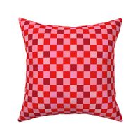 Abstract checkerboard valentine plaid gingham design red pink on white