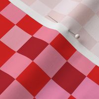 Abstract checkerboard valentine plaid gingham design red pink on white