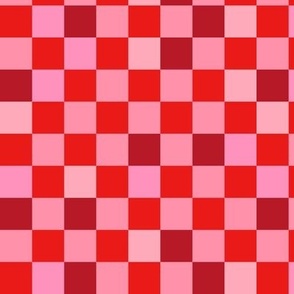 Abstract checkerboard valentine plaid gingham design red pink on white