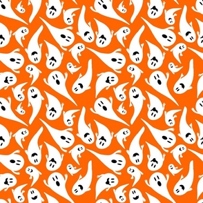 Ghosts on a bold orange background