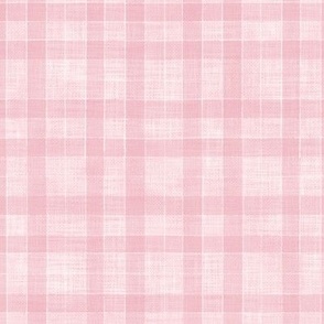 Hand Drawn Checks on Pink Tartan | Rustic fabric in soft pink and white, linen texture checked fabric, windowpane fabric, plaid, gingham, stripes, squares fabric.