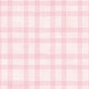 Hand Drawn Checks on Pale Pink Tartan | Rustic fabric in soft pink and white, linen texture checked fabric, windowpane fabric, plaid, gingham, stripes, squares fabric.