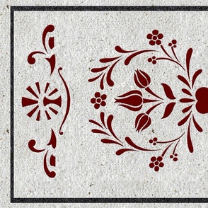 Stenciled Deep Red Tulips on Handmade Paper