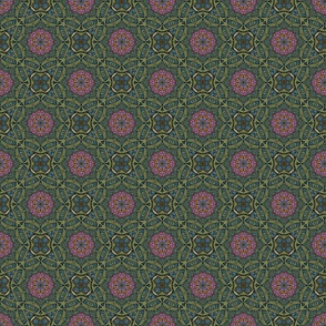 Green and Pink Floral Arabesque
