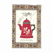 Red coffee pot tea towel