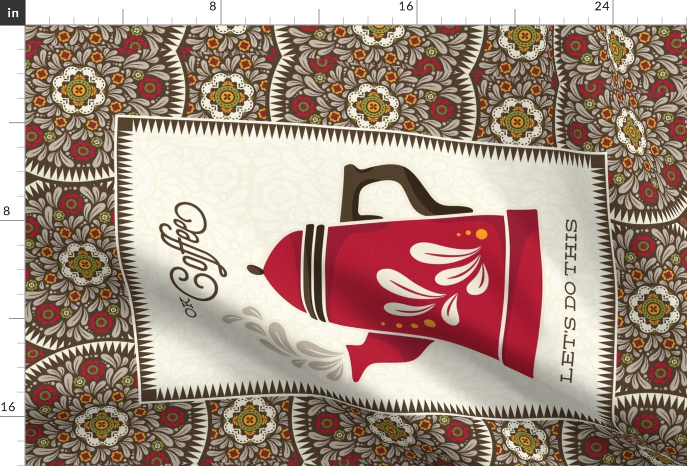 Red coffee pot tea towel