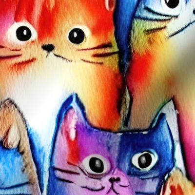 Watercolor cats, XXL, 20"x20"