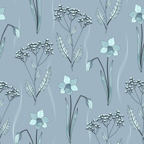 Pattern Illustration of Beautiful Blue Flowers
