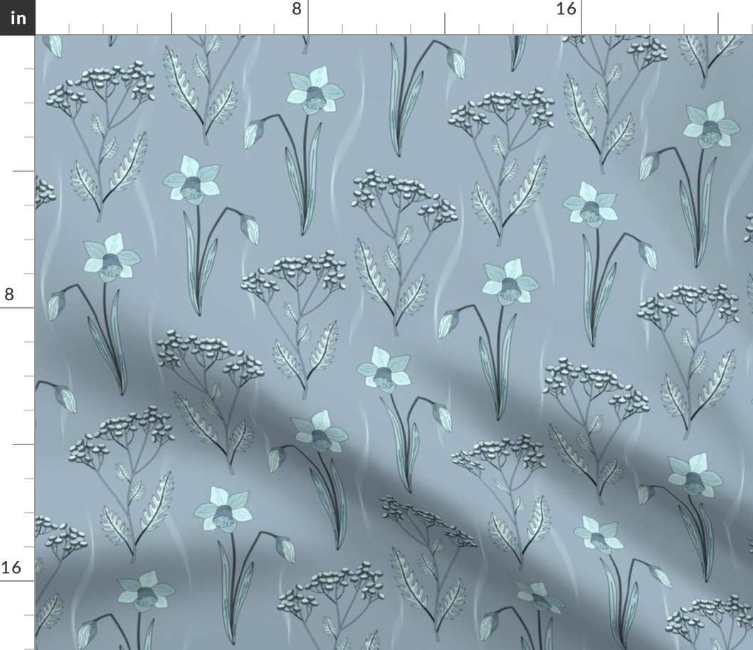 Pattern Illustration of Beautiful Blue Flowers