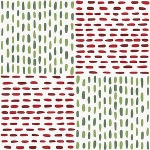 Embroidered Checks Hand Sewing Stitches Quilting - Medium Scale - Christmas Colors Checkerboard