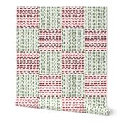 Embroidered Checks Hand Sewing Stitches Quilting - Large Scale - Christmas Colors Checkerboard