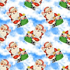 New! vintage Santa sky Toy Sack Christmas  2 1/2" med