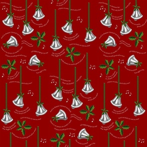 Silver bells on Christmas red
