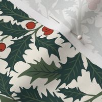 Medium Christmas Intertwined Holly Vines with Berries and Seashell White Background