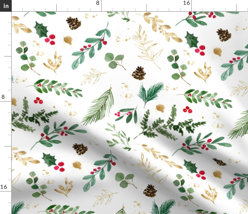 Christmas Greens//White - Large