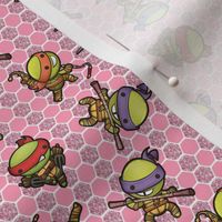 Kawaii Turtles Heroes Pink - Small Scale
