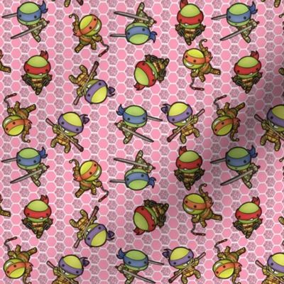 Kawaii Turtles Heroes Pink - Small Scale
