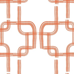 Bright Desert Lines - orange on white (large scale)