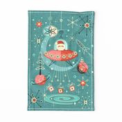 Atomic Santa in Space Wall Hanging / Tea Towel