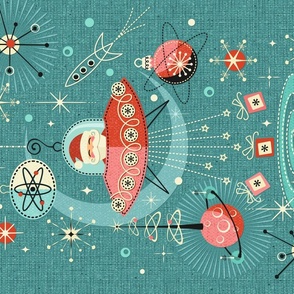 Atomic Santa in Space Wall Hanging / Tea Towel