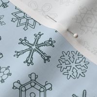 Vintage Snowflakes Scatter - Blue Green