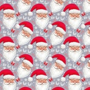 Santa Claus fabric ho ho ho - gray small scale