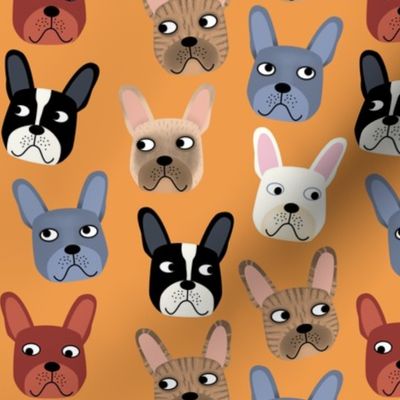 French Bulldogs on Orange Small Scale