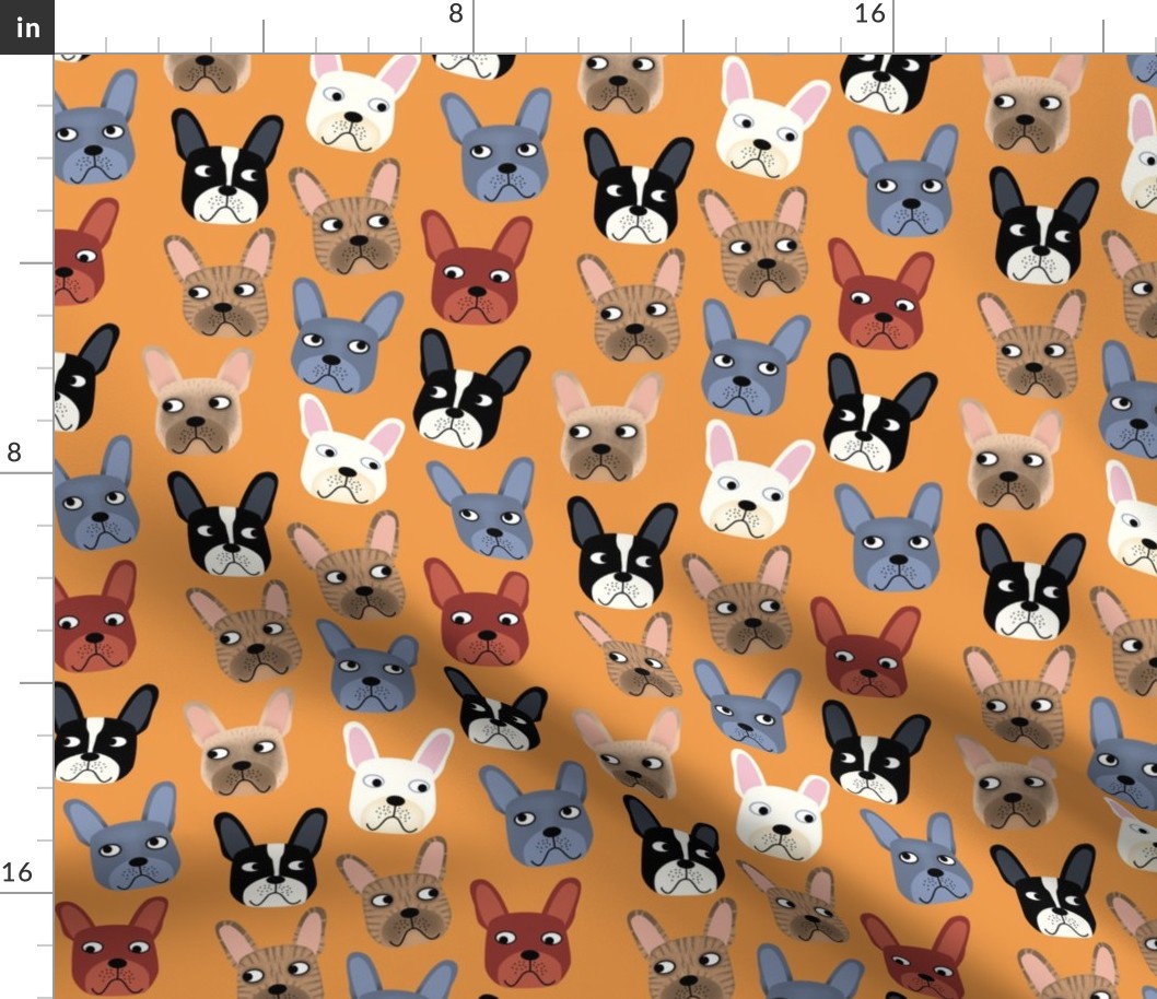 French Bulldogs on Orange Small Scale