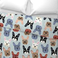 French Bulldogs on Duck Egg Blue Jumbo