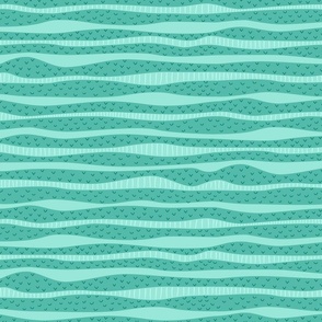 Stripes or waves in teal turquoise 12 inch