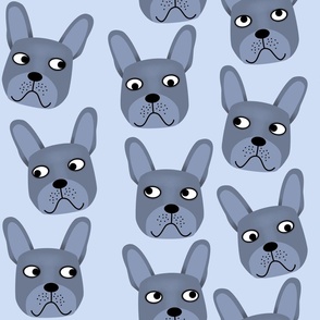 Blue French Bulldogs on Blue Jumbo