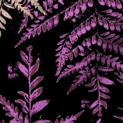 jumbo- Midnight in Fern Forest-tan and red-violet mauve