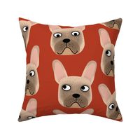 Fawn French Bulldogs on Red Jumbo