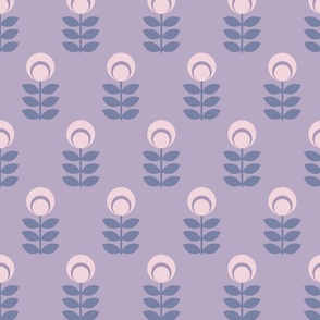 Purple and pink scandi flowers - Large scale