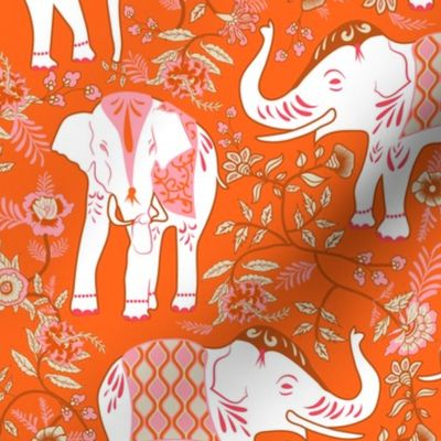 Festive Elephants- Pink and Orange- Regular Scale