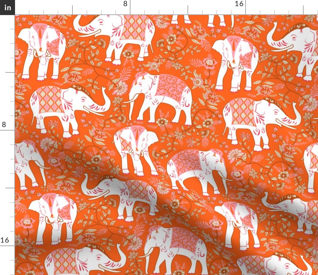 Festive Elephants- Pink and Orange- Regular Scale