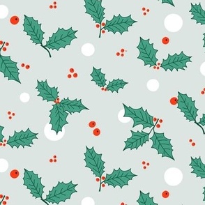 Holly Leaves and Berries Light Background (Smaller)