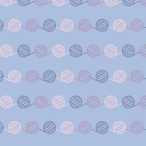 Purple, pink and blue balls of yarn - Medium scale