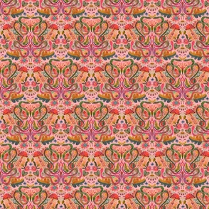 Watercolor Damask Snakes Pink_Tiny small scale