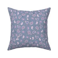 Pink, blue and purple paisley - Small scale
