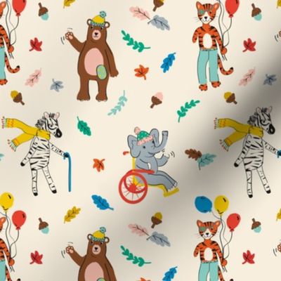 Cream Not all hero’s wear capes some use wheels! Autumn Fall animal characters | disability aids disabled kids | wheelchair , limb difference , stoma bag , eye patch , EDS zebra 