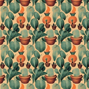 Botanical illustration in ceramic pots -8018