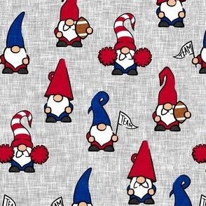 Game Day Gnomes - football fall -  red & blue on grey - LAD22
