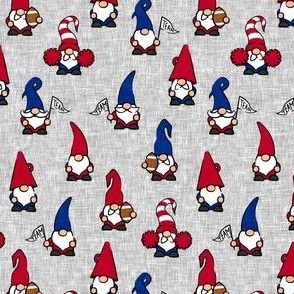 (small scale) Game Day Gnomes - football fall -  red & blue on grey - LAD22