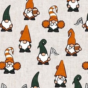 Game Day Gnomes - football fall -  green and fall orange on cream  - LAD22