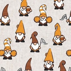 Game Day Gnomes - football fall -  mustard and brown on cream  - LAD22