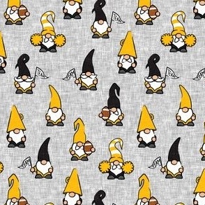 (small scale) Game Day Gnomes - football fall - black and gold on grey - LAD22